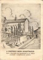 1948 Pécs, Nagy Lajos Gimnázium; A ciszterci rend diákfürdője. Épült a rend 850 éves fennállásának és az 1848-as események centenáriumának emlékére. Taizs József (EK)