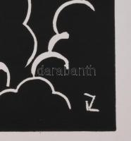 Váli Zoltán (1910-1994): Városrészlet. Linómetszet, papír, jelzett a metszeten. 27x42,5 cm