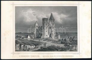 Ludwig Rohbock (1820-1883) - A. Fesca: A zsámbéki templom (Ruine der Kirche zu Zsambek). Acélmetszet, papír, körbevágva, 16x24,5 cm