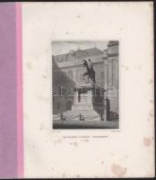 cca 1860-1870 B. Schwarz - E.Wagner: A József császár-emlékmű Bécsben (Das Kaiser Joseph Monument in Wien). Acélmetszet, papír, foltos, lapméret: 32x25 cm