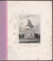 cca 1860-1870 B. Schwarz - E.Wagner: Károly főherceg lovasszobra Bécsben (Das Erzherzog Carl Monument in Wien). Acélmetszet, papír, foltos, lapméret: 32x25 cm