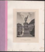 cca 1860-1870 B. Schwarz - J. W. Baumann: Radetzky marsall szobra Prágában (Das Radetzky Denkmal in Prag). Acélmetszet, papír, foltos, lapméret: 32x25 cm