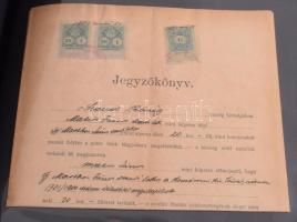 ca 1850-1890 Osztrák-magyar okmánybélyeges okmány gyűjtemény, igényes KA-Be gyűrűs berakóban. 29 db,...