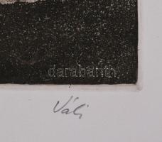 Váli Zoltán (1910-1994): Dunapart Visegrádnál. Rézkarc, papír, jelzett. Hátoldalán "Próbanyomat...