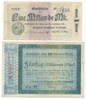 Német Birodalom 1923. 50.000.000.000M + 1.000.000.000M T:F-VG German Empire 1923. 50.000.000.000 Mark + 1.000.000.000 Mark C:F-VG