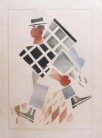 Vlagyimir Lebedev (1891-1967): Kalapos alak. Tus, vegyes technika, papír. Jelzés nélkül. Lapszéli szakadással és néhány apró folttal. 34x26,5 cm / Vladimir Lebedev (1891-1967), Russian avantgarde painter: Figure with hat. Ink and mixed technique on paper, unsigned, with tear on the edge. 34x26,5 cm