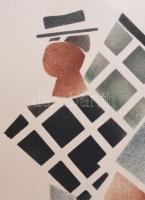 Vlagyimir Lebedev (1891-1967): Kalapos alak. Tus, vegyes technika, papír. Jelzés nélkül. Lapszéli sz...