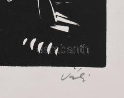 Váli Zoltán (1910-1994): Automatizált téglagyár. Linómetszet, papír, jelzett. Lapszéli kisebb szakad...