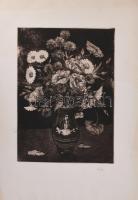 Váli Zoltán (1910-1994): Csendélet. Rézkarc, papír, jelzett. Hátoldalán "Próbanyomat III" bélyegzéssel. 39x29 cm