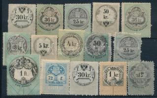 ca 1860-68 Illetékbélyeg összeállítás berakólapon.