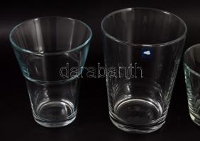 4 darab modern üveg virágtartó, közte jelzett, hibátlan, m: 20 cm alatt