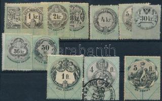 ca 1868 Illetékbélyeg összeállítás berakólapon nagy címletekkel .