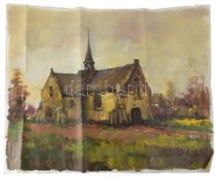 Litteczky jelzéssel: Templom. Olaj, vászon. Vakráma nélkül. Apró sérülésekkel. Hajtásnyomokkal. 70x83 cm