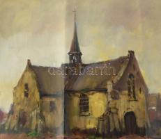 Litteczky jelzéssel: Templom. Olaj, vászon. Vakráma nélkül. Apró sérülésekkel. Hajtásnyomokkal. 70x8...