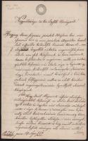 1852 Pécs, Gaál Ferdinánd és Gaál Boldizsár folyamodványa a cs. kir. legfőbb törvényszékhez, Hegyesy János szigetvári járásbíró által elkövetett hivatali visszaélés bűntettének ügyében, 6 beírt oldal, 2x30kr szignettával