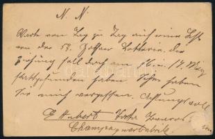 1909 Levelezőlap "BUDAPEST-GYŐR-WIEN / 14 D" mozgóposta bélyegzéssel