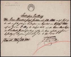 1854 Székesfehérvár (Stuhlweissenburg), kamatnyugta (Interessen Quittung) német nyelven, 45kr szigne...