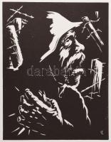 Váli Zoltán (1910-1994): Cím nélkül (militária témájú grafika). Linómetszet, papír, jelzett a metszeten. 25x20 cm