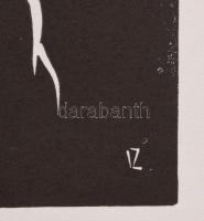 Váli Zoltán (1910-1994): Cím nélkül (militária témájú grafika). Linómetszet, papír, jelzett a metsze...