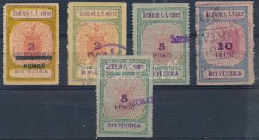 Szolnok 5 db városi illetékbélyeg