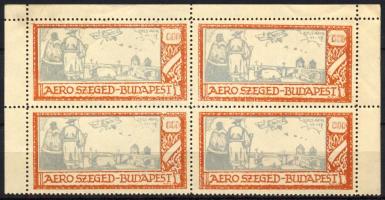1925 Aero Szeged-Budapest légi járat 2000K levélzáró ívszéli négyestömb