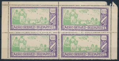 1925 Aero Szeged-Budapest légi járat 1000K levélzáró ívszéli négyestömb