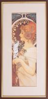 Alphonse Mucha: Toll. Nyomat dekoratív üvegezett keretben, 36x13 cm, 48x25 cm