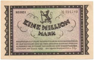 Németország / Weimari Köztársaság / Düsseldorf 1923. 1.000.000M T:F beszakadás Germany / Weimar Republic / Düsseldorf 1923. 1.000.000 Mark C:F tear