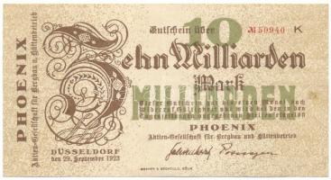 Németország / Weimari Köztársaság / Düsseldorf 1923. 10.000.000.000M T:F szép papír Germany / Weimar Republic / Düsseldorf 1923. 10.000.000.000 Mark C:F fine paper