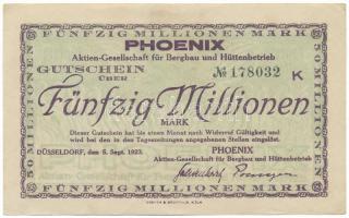 Németország / Weimari Köztársaság / Düsseldorf 1923. 50.000.000M T:F szép papír Germany / Weimar Republic / Düsseldorf 1923. 50.000.000 Mark C:F fine paper