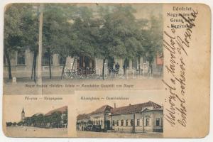 Nagyzsám, Großscham, Sama, Jamu Mare; Fő utca, Községháza, Mayer András rövidáru üzlete. Theodor Rechnitzer kiadása / main street, town hall, shop (EM)