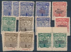 ca 1925 Szombathely városi illetékbélyeg összeállítás inflációs felülnyomásokkal