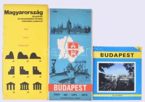 1970-80, 3 darab Budapest és Magyarország térkép