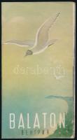 cca 1950 Balaton. Utazási prospektus. [Bp., Offszet-ny.,] számos fotóval illusztrált, hajtásnyommal, orosz nyelven. 8 sztl. lev.