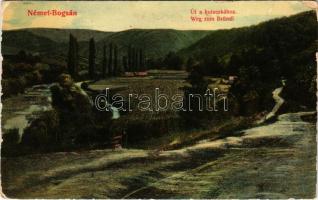 Boksánbánya, Románbogsán, Németbogsán, Deutsch-Bogsan, Bocsa Montana; Út a kutacskához / Weg zum Bründl / road (kopott sarkak / worn corners)