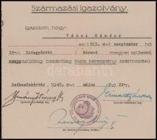 1940 Székesfehérvár, M. kir. szfvár-sóstói reptérgondnokság igazoló bizottsága által kiállított szár...