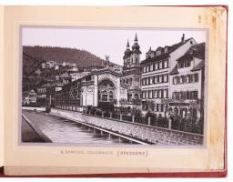 1897 Karlsbad, 47 fekete-fehér képet tartalmazó kihajtható leporello, egy lapon hajtásnyommal, kettő...