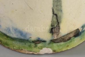 Váza fa mintával. cca 1900, Alföld, mázas kerámia, felületi sérüléssel, m: 20,5 cm