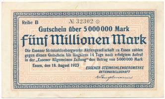 Németország / Weimari Köztársaság / Essen 1923. 5.000.000M T:F erős papír Germany / Weimar Republic / Essen 1923. 5.000.000 Mark C:F strong paper