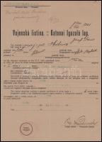 1922 Trencsén (Trenčín), katonai igazolólap magyar és szlovák nyelven