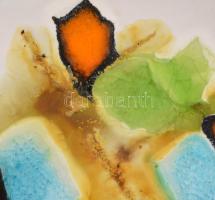 Janáky Viktor (1933-1999): Absztrakt kristálymázas falitál. Jelzett, hibátlan, d: 19,5 cm