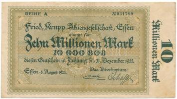 Németország / Weimari Köztársaság / Essen 1923. 10.000.000M T:F Germany / Weimar Republic / Essen 1923. 10.000.000 Mark C:F