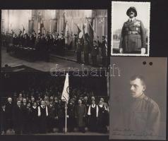 1915-1943 Ruhmann Nándor I. világháborús frontharcos, hadirokkant iratai és fotói: egyéni lap rokkantjáradék megállapításáról, légoltalmi igazolvány, hadirokkantak zászlószenteléséről készült fotók, stb., összesen 7 db