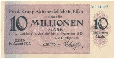 Németország / Weimari Köztársaság / Essen 1923. 10.000.000M T:F szép papír Germany / Weimar Republic / Essen 1923. 10.000.000 Mark C:F fine paper