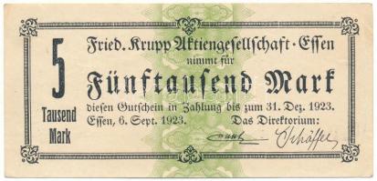 Németország / Weimari Köztársaság / Essen 1923. 5000M T:F szép papír Germany / Weimar Republic / Essen 1923. 5000 Mark C:F fine paper