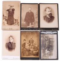 cca 1860-1900 Vegyes keményhátú fotó tétel, 17 db, közte magyar és külföldi műtermek munkáival, közte: J. Heymann &amp; C. Le Caire (Cairo), Mai és Társa (Budapest), Karinger Ferencz (Bazin), J. B. Halmy (Losonc), E. Aberle (Werschetz (Versec), Andrássy M. (Rimaszombat), Ungvár (London Zs. és Társa), és mások munkáival, 10x6 cm és 16x10 cm közötti méretben.