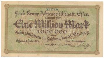 Németország / Weimari Köztársaság / Essen 1923. 1.000.000M T:F Germany / Weimar Republic / Essen 1923. 1.000.000 Mark C:F