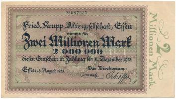 Németország / Weimari Köztársaság / Essen 1923. 2.000.000M T:F szép papír Germany / Weimar Republic / Essen 1923. 2.000.000 Mark C:F fine paper