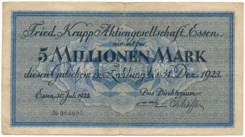Németország / Weimari Köztársaság / Essen 1923. 5.000.000M T:F,VG Germany / Weimar Republic / Essen 1923. 5.000.000 Mark C:F,VG