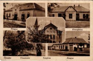 1944 Újszász, Községháza, utca, templom, Hangya Szövetkezet üzlete és saját kiadása (EK)